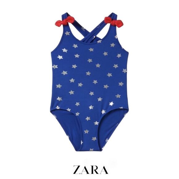 ZARA Kids | Blue/Red | USA STARS SWIMSUIT - Picture 1 of 5
